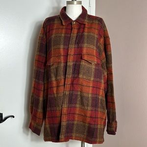 VINTAGE NORTHEAST TERRAIN COMPANY WOOL WOOL FLANNEL PLAID SHIRT SIZE XL